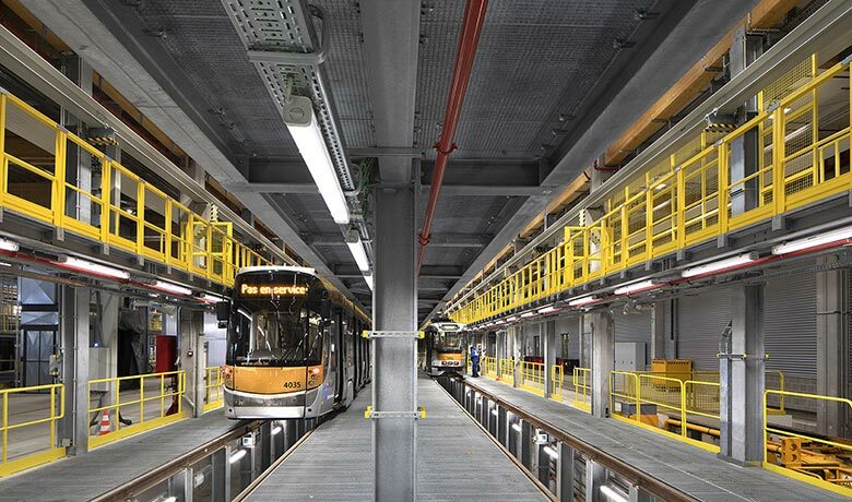 Yellow train on maintenance service