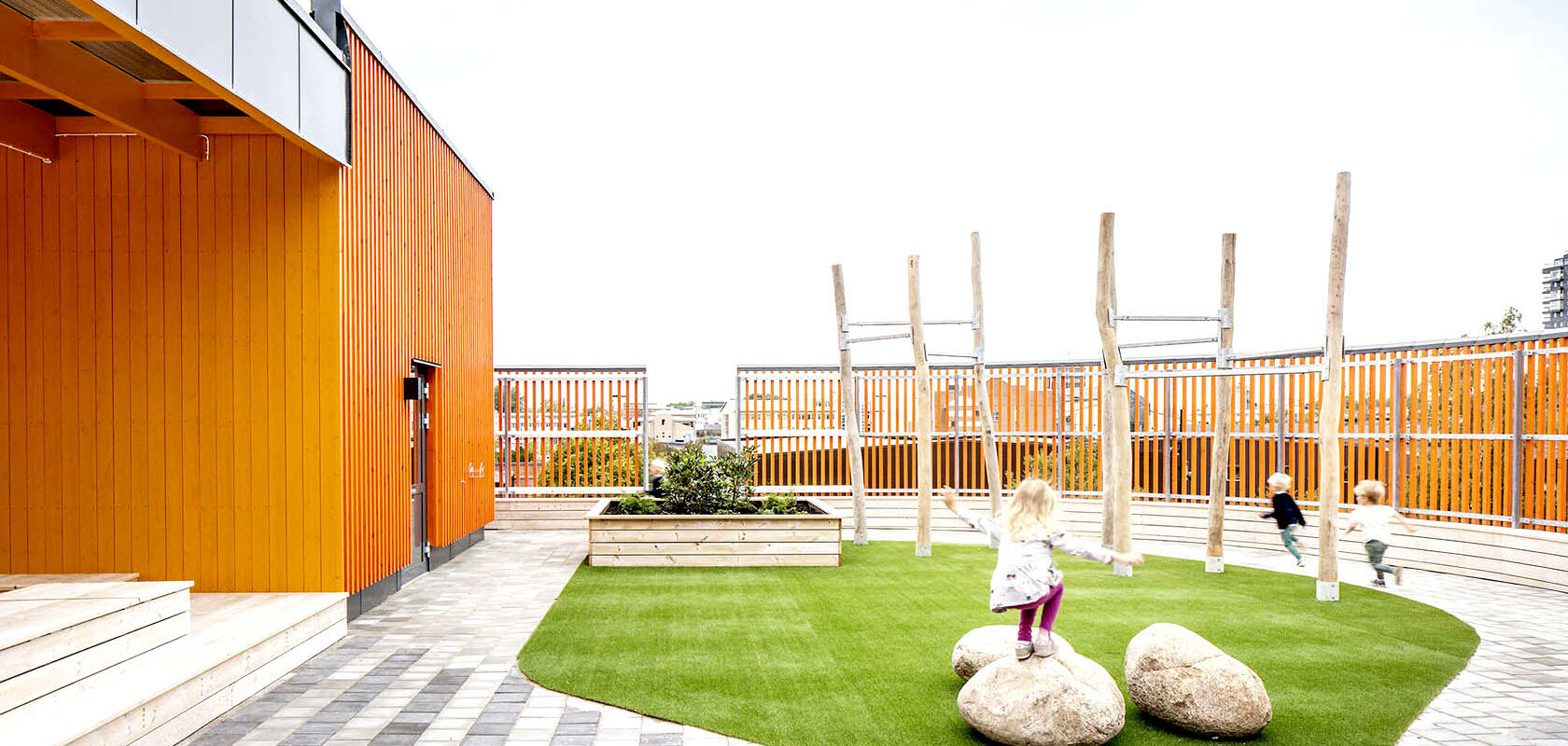 Children having fun on a colorful playground