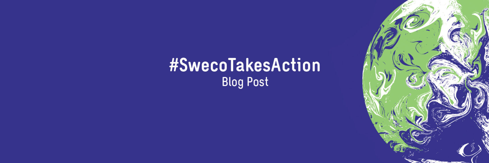 Sweco takes action hashtag placed on top of COP26 Un Climate Change Conference logo