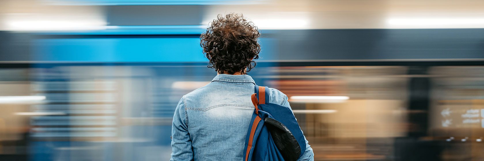 man in front of subway