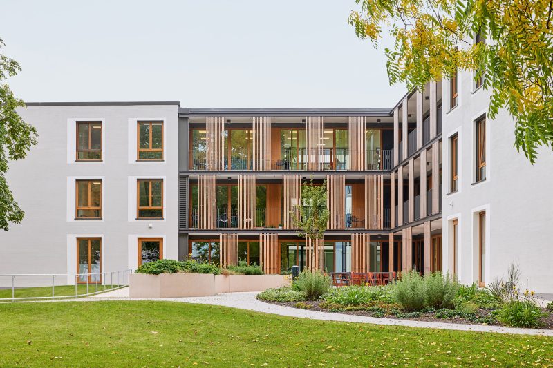 exterior of a abuilding with green grass outside