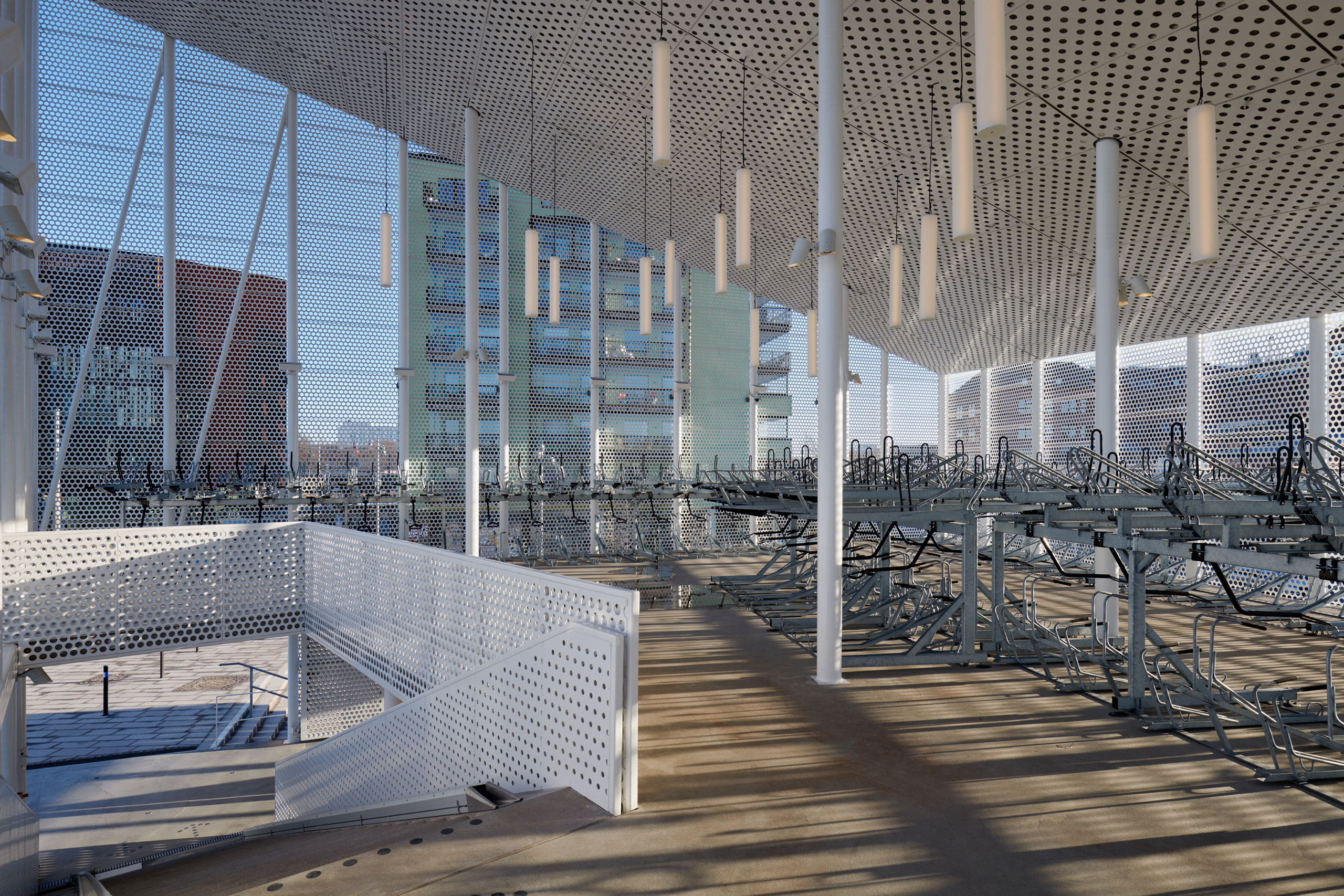 A building dedicated to bicycle parking interiors