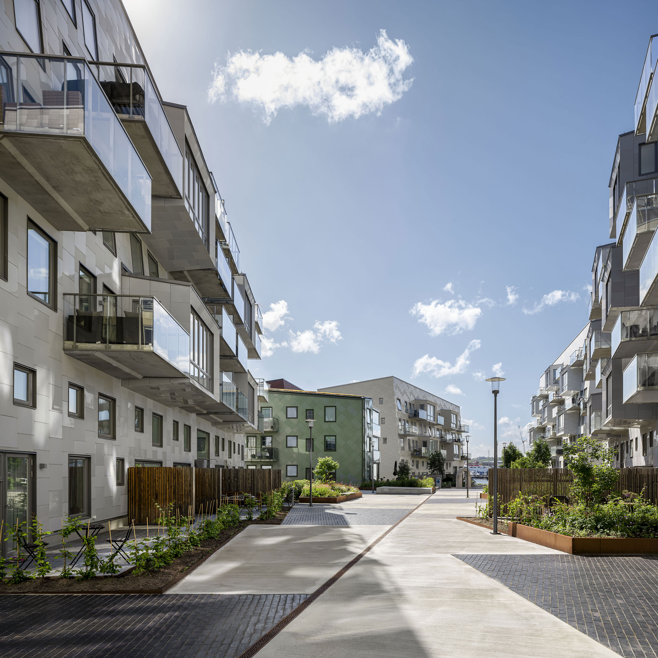 Two house blocks, blue sky