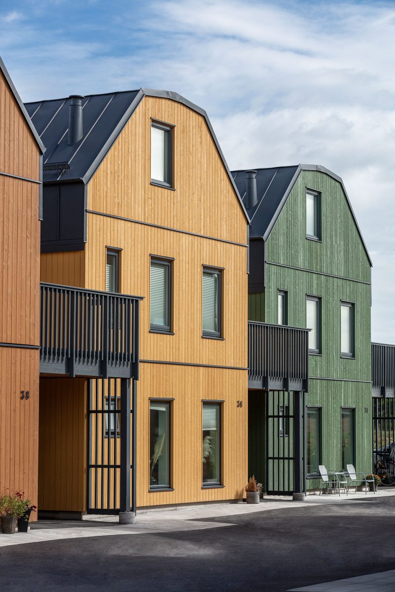 yarn shaped houses in different colours