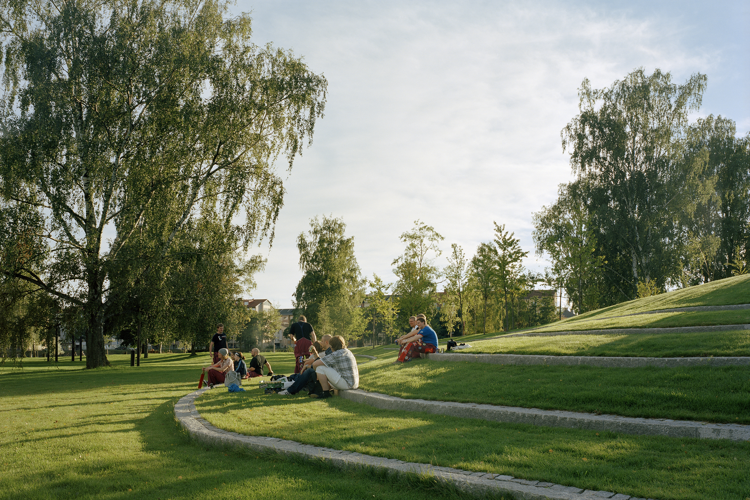People in a a green park