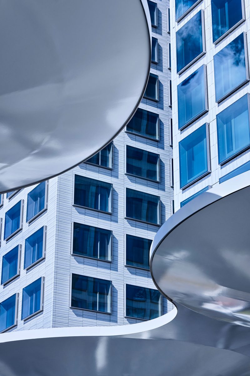Tripla station in helsinki, close up on the facades