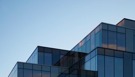 Different building blocks of a glass facade.