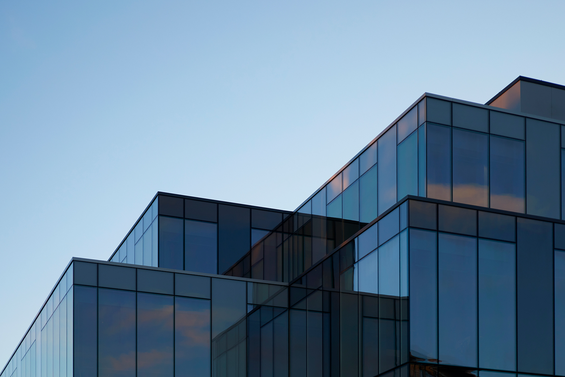 Different building blocks of a glass facade.