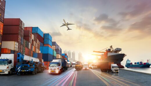 Illustration of transport logistics and diffrent vehicle