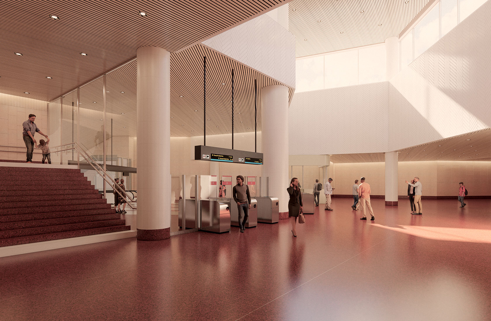 Visualization of the turnstile area at the entrance to the subway station.