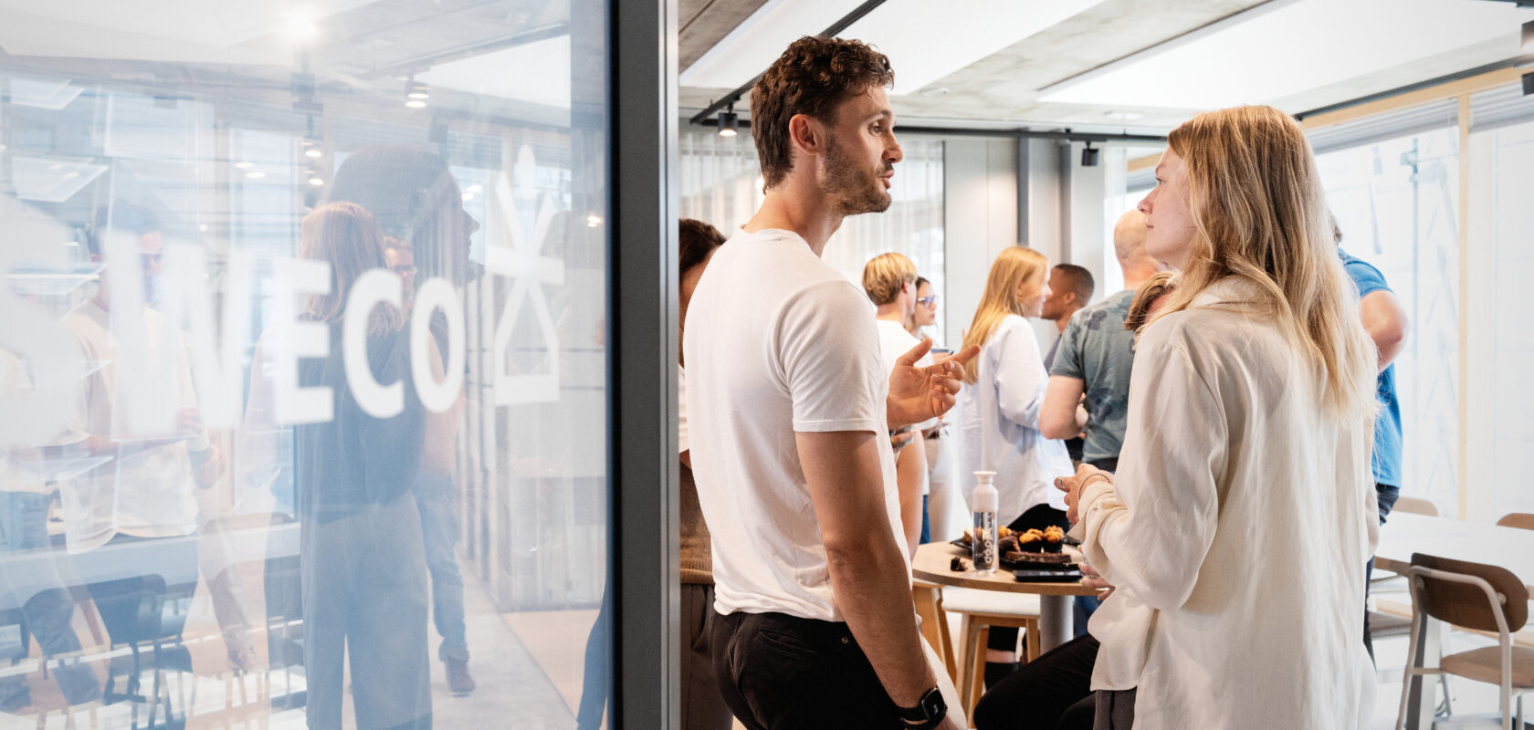People working in a bright office